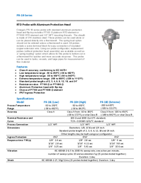 Thumbnail of document Data Sheet - PR-18E Industrial RTD Probe w/Aluminum Protection Head
